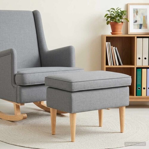  Stolica za noge Svjetlosiva 55 x 35 x 41 cm Tkanina - Svjetlosiva Slike