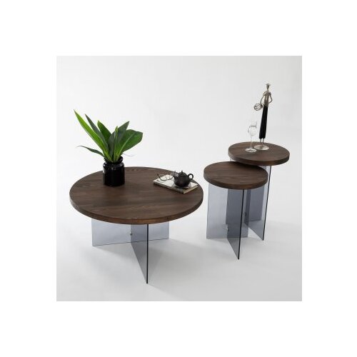 Hanah home set stolova serenity 2 walnut dark grey Slike