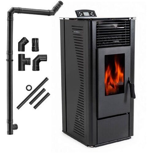 THUNDER Peč na pelete &ndash; Wi-Fi upravljanje, 20 kg rezervoar, avtomatsko ogrevanje &reg; KARMEN-BLACK 10 kW, (5000098558) Cene