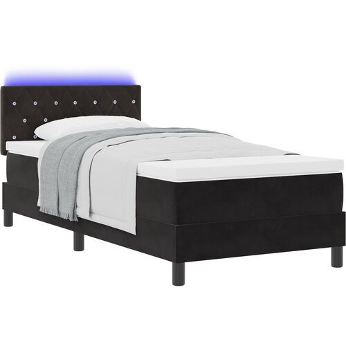 vidaXL Uzglavljeni krevet s madracem i LED svjetlom Crna 90x200 cm Baršun Cene