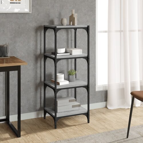 VidaXL Knjižna omara siva sonoma 40x33x100 cm inženirski les in jeklo Slike
