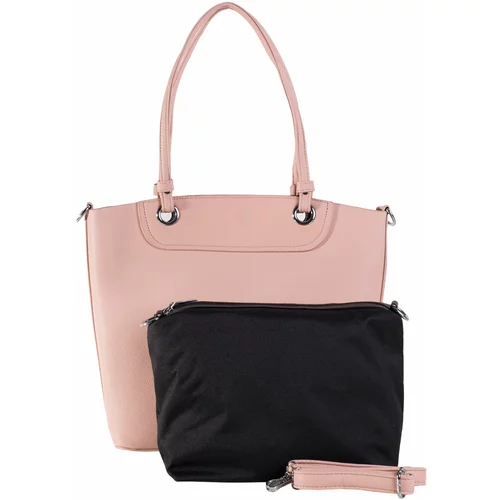Fashion Hunters Pink spacious shoulder bag made of eco-leather