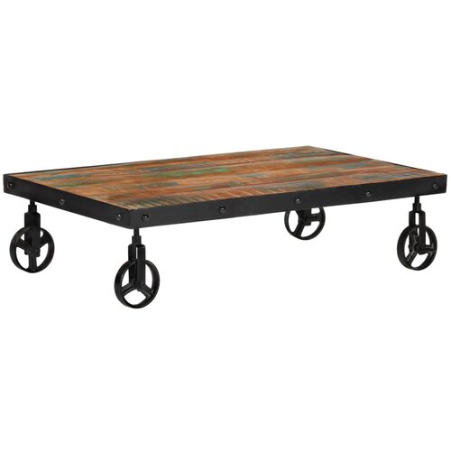 VidaXL Klubska mizica s kolesi 100x60x26 cm iz predelanega lesa Slike