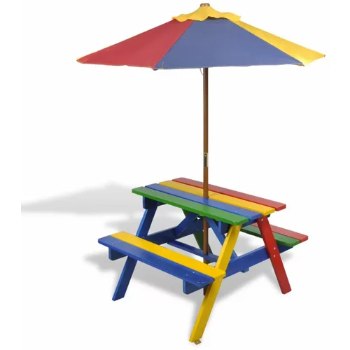  Dječji stol & klupe za piknik sa suncobranom četiri boje