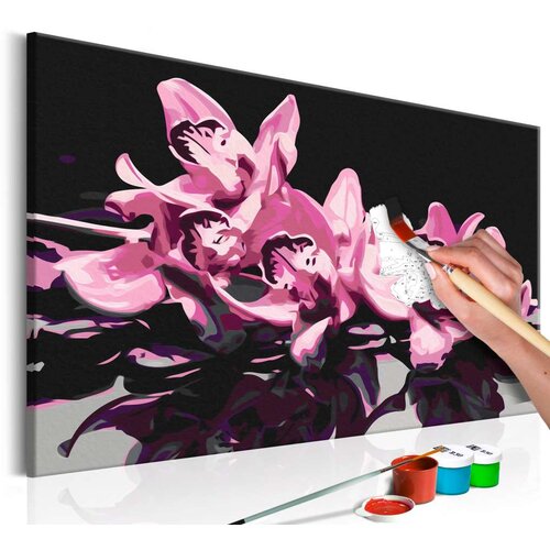  Slika za samostalno slikanje - Pink Orchid (Black Background) 60x40 Cijene