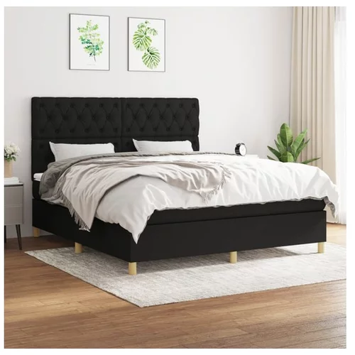  Box spring postelja z vzmetnico črna 160x200 cm blago