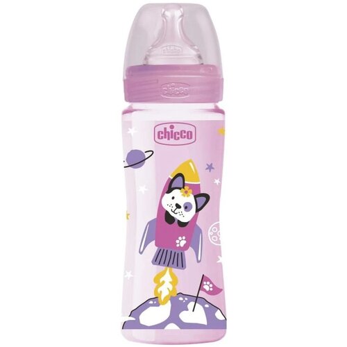 Chicco wb plastična flašica za bebe 330ml, roze Slike