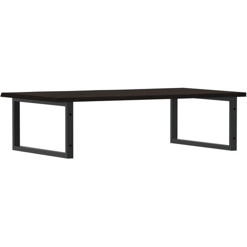  Zidna polica za umivaonik od čelika i masivne hrastovine Smeđa 100 x 60 x 2 cm Slike