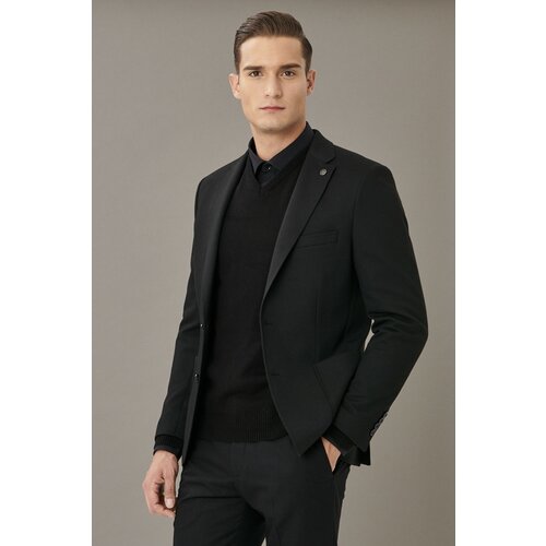 ALTINYILDIZ CLASSICS Men's Black Slim Fit Slim Fit Mono Collar Casual Jacket Slike