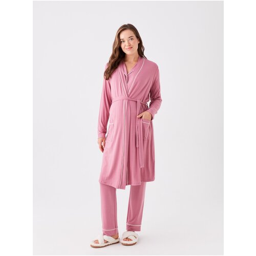 LC Waikiki Long Sleeve Maternity Dressing Gown with Shawl Collar Plain Slike