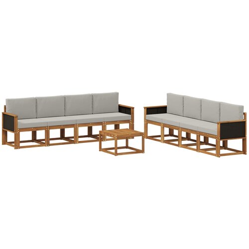 vidaXL Zunanja garnitura za sedenje 7 pcs Naravna in svetlo siva, (5000280792) Cene