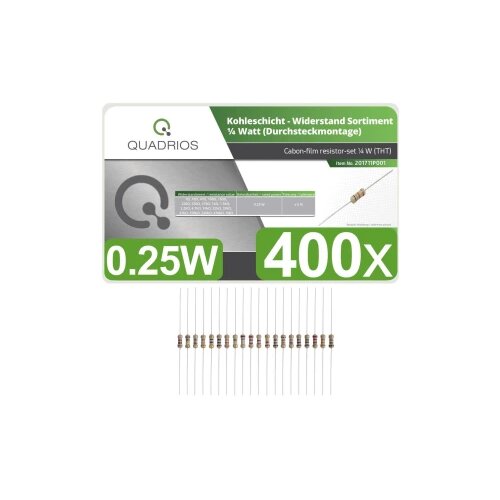 Quadrios 201711P001 komplet ugljenoslojnih otpora aksijalno ožičen 0.25 W 5 % 400 St. Slike