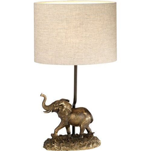 Elstead Lighting Elstead Lightbox Namizna svetilka Sabi z bronasto patino, kip slona, ovalno senčilo, (22100300) Cene