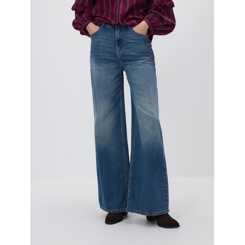 Reserved Wide leg traperice s poderotinama - indigo jeans Cijene