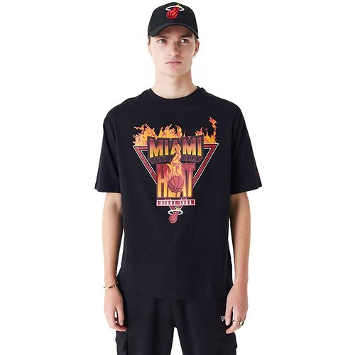 New Era muška Miami Heat Flame Graphic Black Oversized majica Cijene
