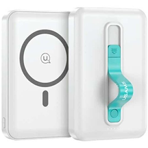 Usams US-CDi73 BP64 MagSafe Magnetic QC / PD baterija powerbank 10.000 mAh 20W s stojalom - bel Slike