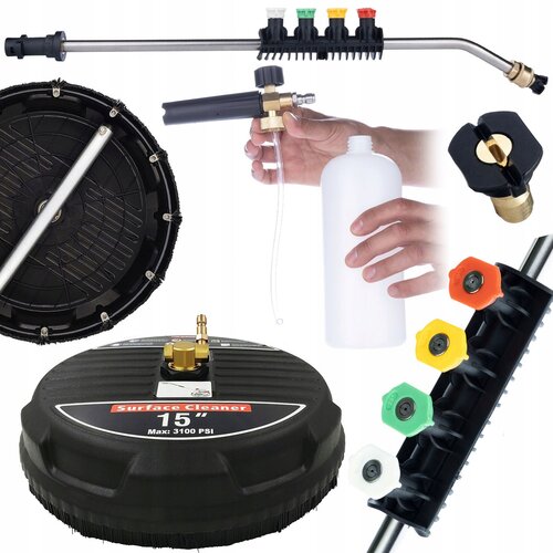 Rosfix professional t-racer 15-PALČNA krtača s 1/4-PALČNIM hitrim priključkom + 1/4-PALČNA upognjena 15&amp;deg; kopija za tlačni čistilec, 5 &amp;scaron;ob + 1000 ml penilnika za tlačni čistilec, (21746419) Slike