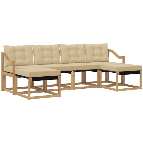 vidaXL Zunanja garnitura za sedenje z blazino 6 pcs Bela in bež, (5000280834) Cene