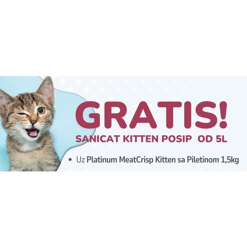 Platinum hrana za mačiće meatcrisp piletina 1.5kg + sanicat kitten 5l posip za mačiće gratis! Cene