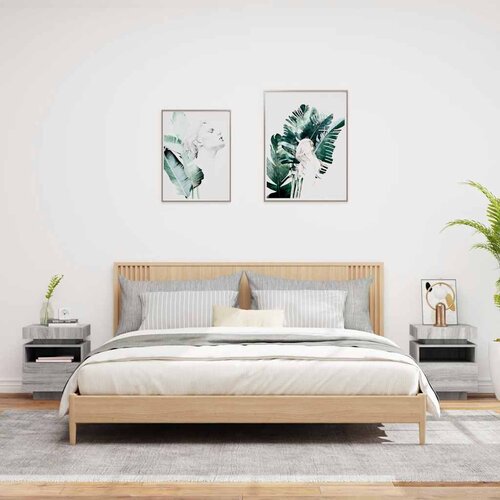  Noćni ormarići s LED svjetlima 2 kom boja hrasta 40x39x48,5 cm Slike