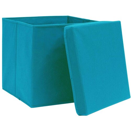  Kutije za pohranu s poklopcima 4 kom svjetloplave 32x32x32 cm Slike