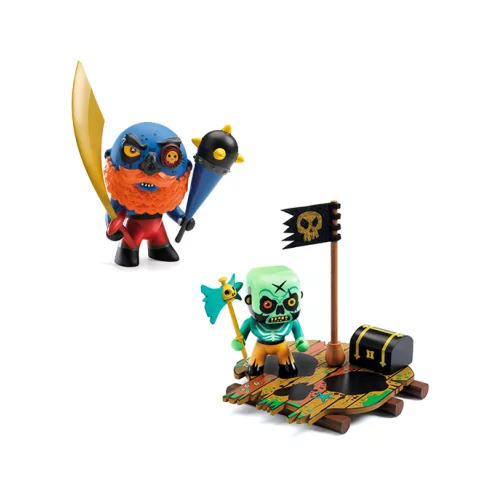 Djeco Komplet Arty Toys - pirat So Hipster & pirat Skull s splavom in skrinjo