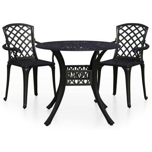 VidaXL Bistro garnitura 3-delna liti aluminij črna, (20674093) Slike