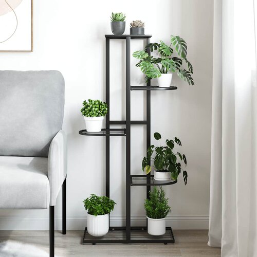  Stalak za cvijeće s 5 razina 43 x 22 x 98 cm crni metalni Slike