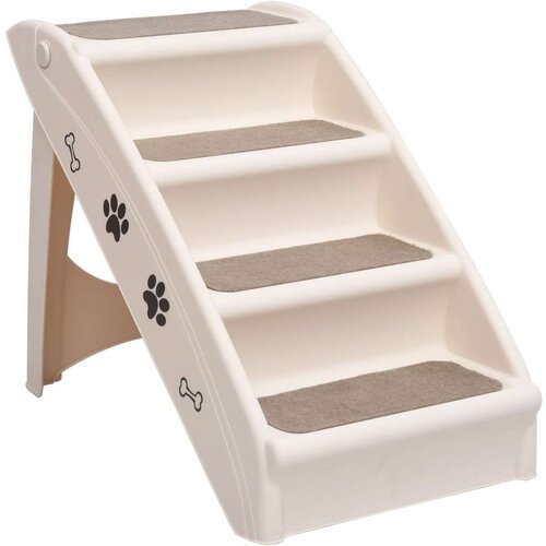 VidaXL Zložljive stopnice za pse krem 62x40x49,5 cm Slike