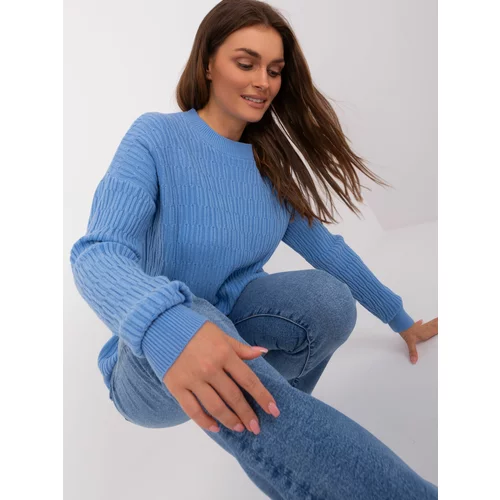 Fashion Hunters Blue women's classic sweater with patterns