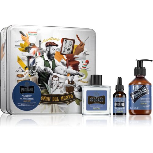 Proraso azur lime beard wash darilni set šampon za brado 200 ml + balzam za brado 100 ml + olje za brado 30 ml + škatlica za moške Cene