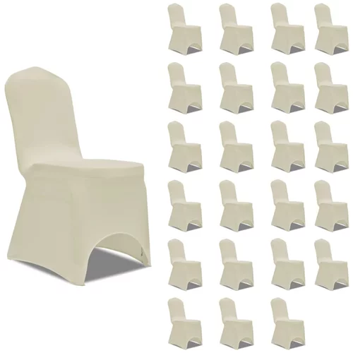 vidaXL navlake za stolice rastezljive krem 24 kom