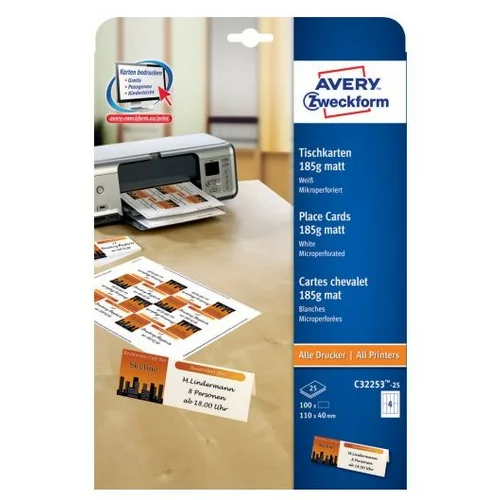 Avery Zweckform Kartonske predloge 110 x 40 mm, 185 g/m²