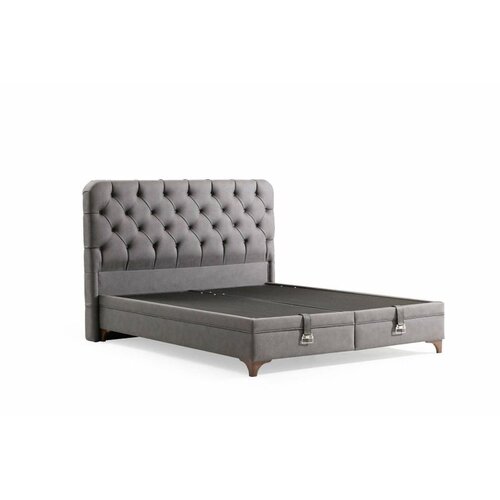 Hanah home Samira 140 x 200 - Grey Grey Double Bed Base & Headboard Cene