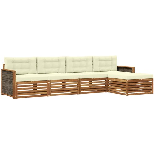 vidaXL Zunanja garnitura za sedenje z blazino 5 pcs Naravna in smetana, (5000279522) Cene