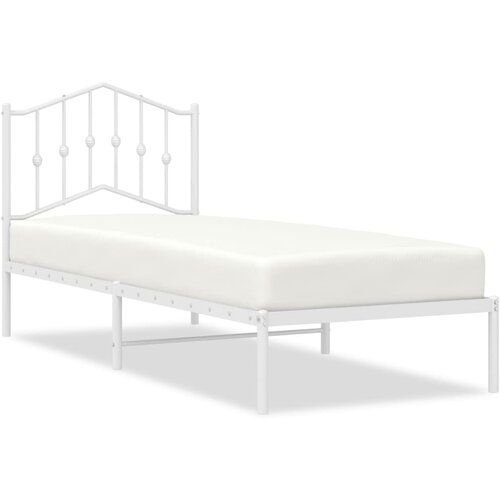  Metalni okvir za krevet s uzglavljem bijeli 90 x 190 cm Slike