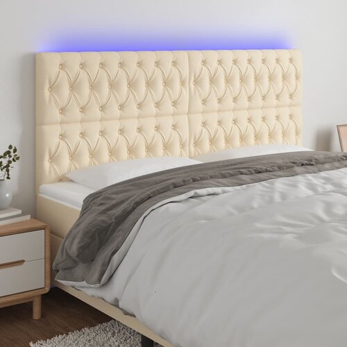  LED uzglavlje krem 180x7x118/128 cm od tkanine Cene