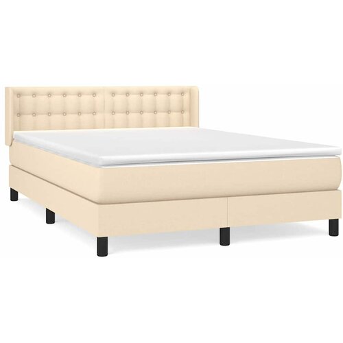  Krevet s oprugama i madracem krem 140 x 190 cm od tkanine Slike