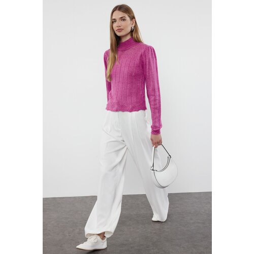 Trendyol Dusty Rose Openwork/Perforated High Collar Knitwear Sweater Cijene
