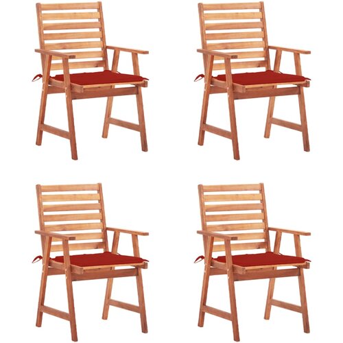  Zunanji jedilni stoli 4 kosi z blazinami trden akacijev les Slike