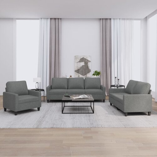  3-dijelni set sofa s jastucima tamnosivi od tkanine Cene
