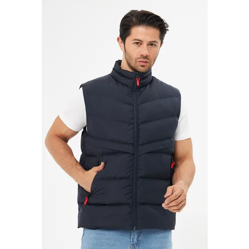 D1fference Men's Lined Water And Windproof Navy Blue Inflatable Vest.