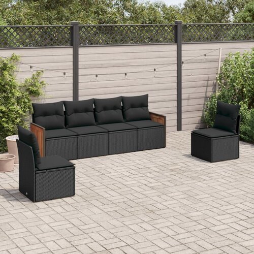 vidaXL 6-dijelni set vrtnih sofa s jastucima crni od poliratana Cijene