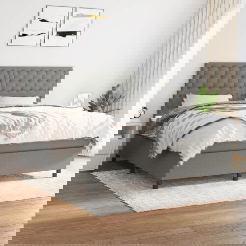  The Living Store Box spring postelja z vzmetnico temno siva 160x200 cm blago - Box Spring Postelja, (21515409) Slike
