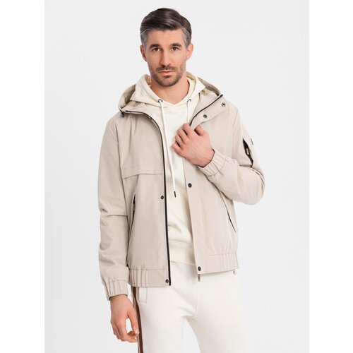Ombre Functional men&amp;#039;s transitional jacket with hood - beige Slike