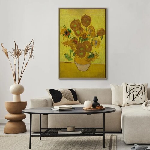  Slika - Vincent van Gogh &amp;ndash; Still Life: Vase With Fifteen Sunflowers 40x60 U prirodnom drvenom okviru Slike