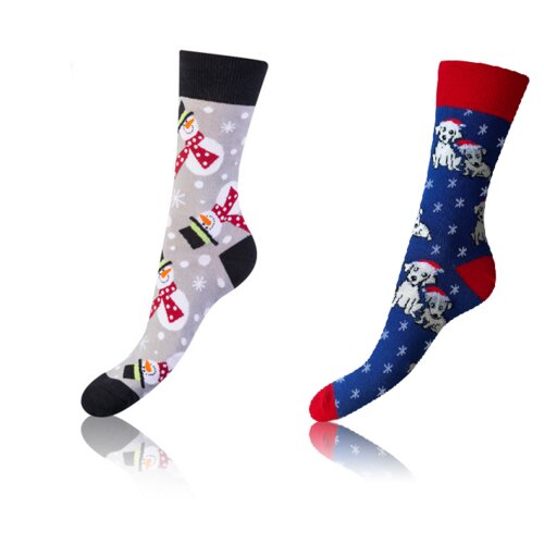 Bellinda CRAZY SOCKS 2x - Cheerful Socks 2 Pairs - Grey - Blue Slike