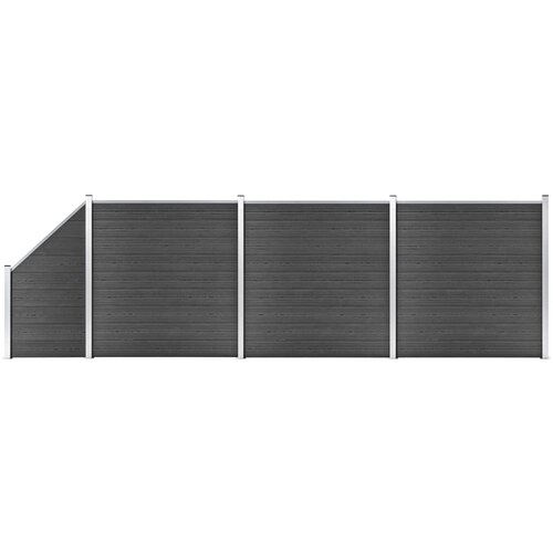 vidaXL Set panela za ogradu WPC 619 x (105 - 186) cm crni Cijene