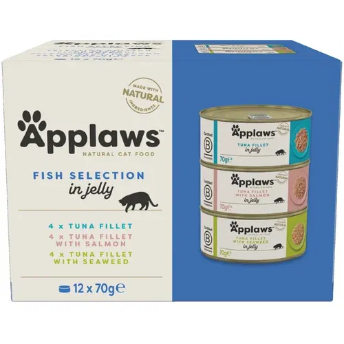 Applaws 10 + 2 gratis! mokra mačja hrana 12 x 70 g - Ribji izbor v želeju Adult