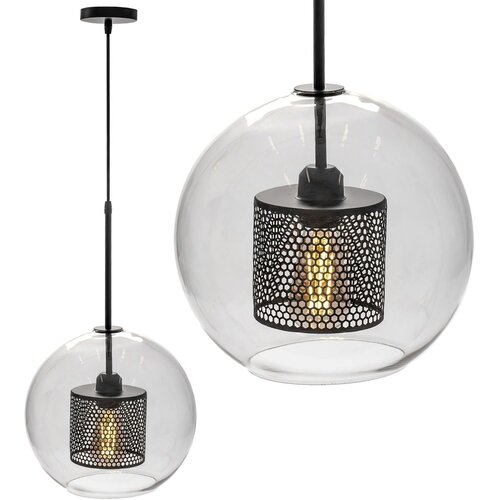 Toolight staklena viseća svjetiljka crna loft APP557-1CP 20cm Slike